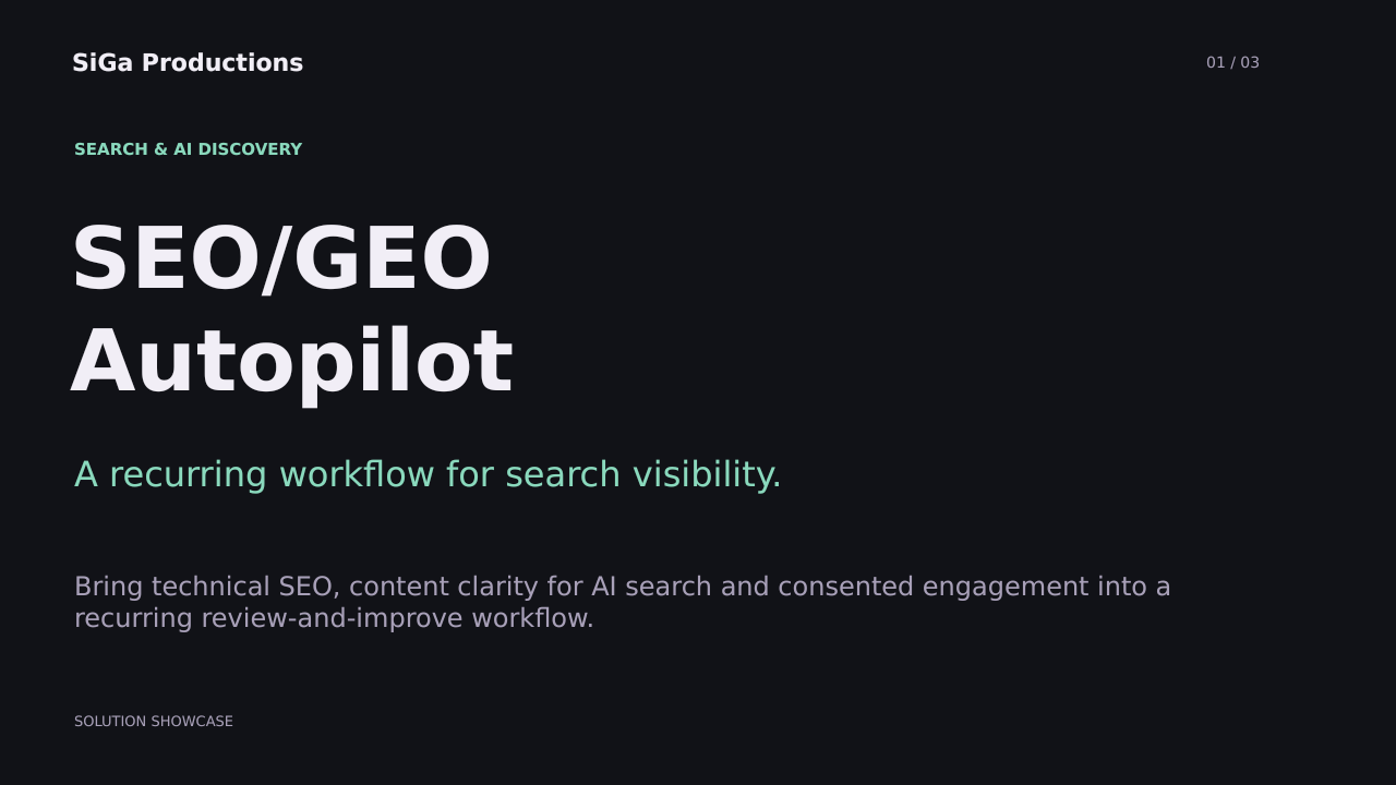 SEO/GEO Autopilot solution presentation